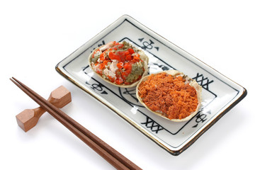 snow crab , egg sac and ovary , japanese food
