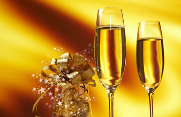 Champagne glasses ready to bring in the New Year