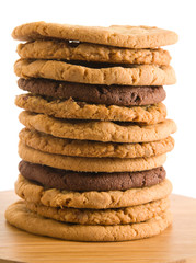 high stack of different types of cookies