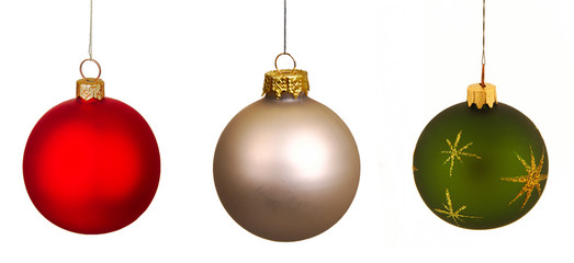 Set of Christmas balls isolated on white