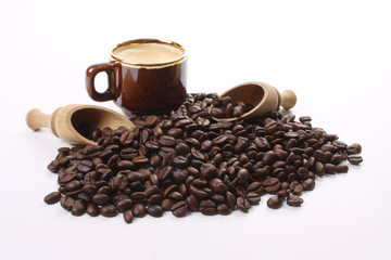 Dark roasted coffee beans