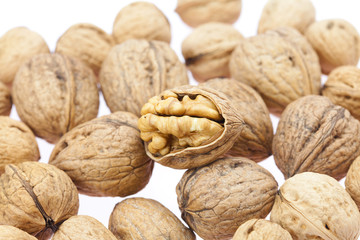 Walnuts isolated on white