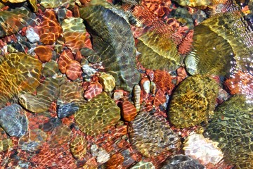river water bottom stream red rocks transparency