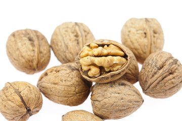 Walnuts isolated on white