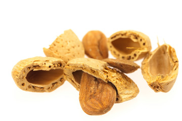 almonds isolated on white