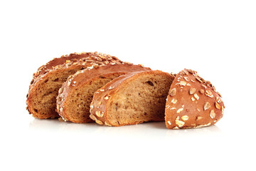 Bread with sunflower seeds isolated on white