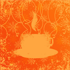 The cup of coffee on a Christmas background