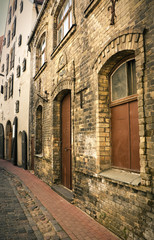 Fototapeta na wymiar Empty street in the old center, Riga, Latvia