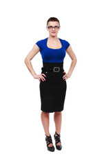 Fototapeta premium Businesswoman on white, full body