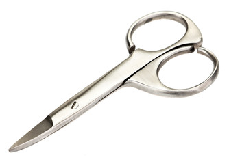 Obraz premium Small metal manicure scissors isolated on white