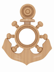 Empty wooden frame in the shape of wheel, isolated