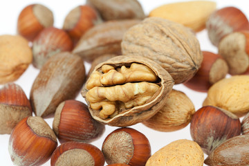 background of various kinds of nuts