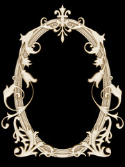 gold ornamented picture round frame isolated