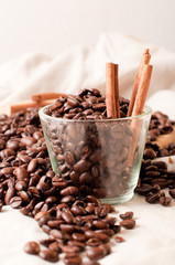 Cinnamon sticks and coffee bean