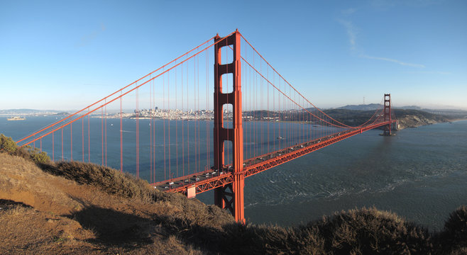 Golden Gate Bridge and San Francisco before sunset