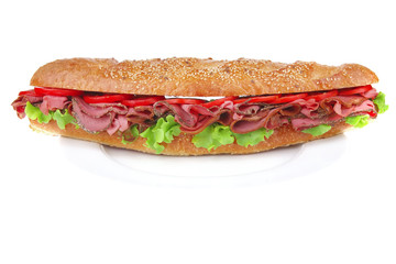 long baguette with smoked chicken sausage