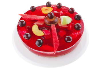 fruits jelly cake and watermelon
