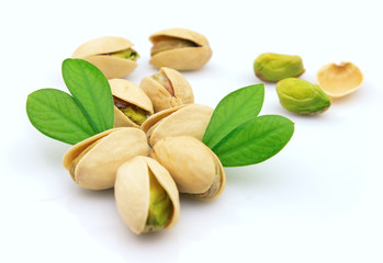 Pistachio with leaves