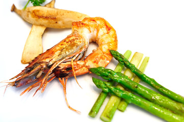 Fried Prawn with Asparagus
