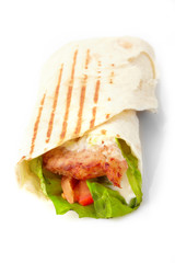 tortilla with meat and vegetables.