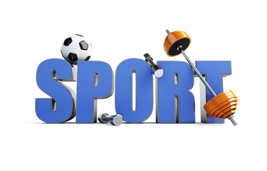 word sports (barbell, bob, soccer ball)