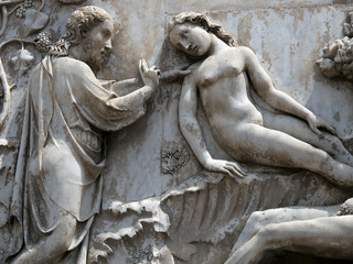 orvieto - Duomo facade. The first pillar: scenes from Genesis.