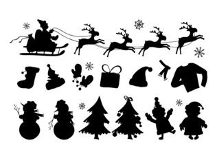 Obraz premium Vector illustration of Christmas silhouettes in lines