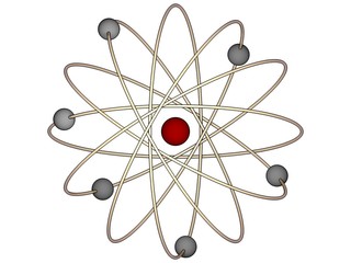 Rutherfordsches Atommodell mit 6 Elektronen