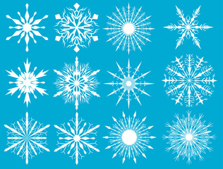 white snowflakes collection on blue