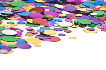 Colored confetti. White background