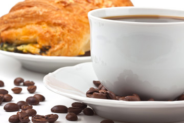 Breakfast: coffee and bun with cheese