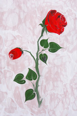 Marbled paper artwork background - Rose pattern