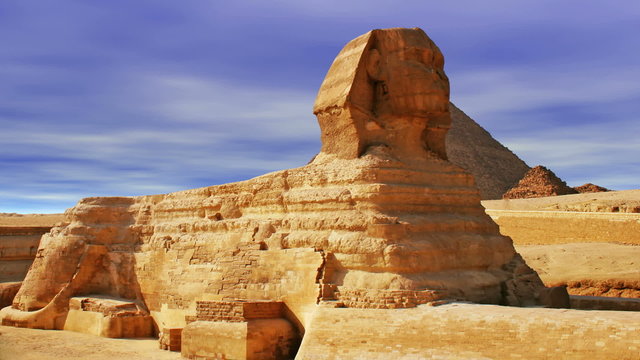 The Great Sphinx of Giza over sky (seamless loop)