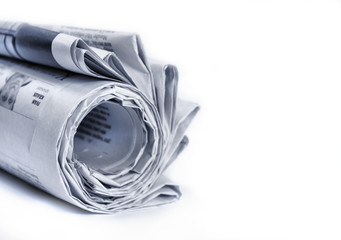 Detail of rolled newspaper