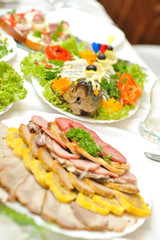 Holiday table full of tasty food