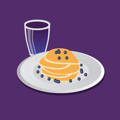 tasty breakfast - panckake with blueberry, juice