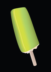 green ice-lolly on the black background