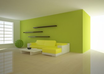 green 3d interior
