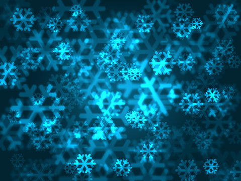 Festive blue snowflakes background.