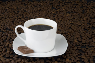 cup of coffee with chocolate - obrazy, fototapety, plakaty