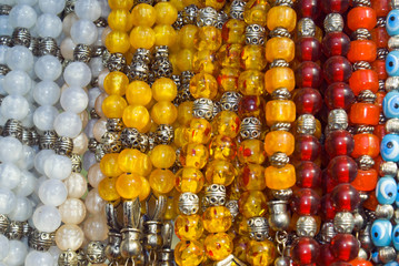 Decorative colorfully crystal chaplets as background