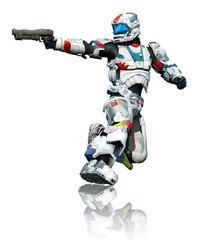 astronaut hero with a gun kneel reflection