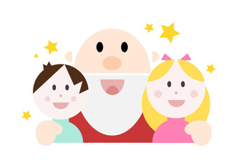 Fröhlicher Weihnachtsmann mit zwei Kindern