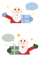 Cartoon-Set: Weihnachtsmann mit Geschenken