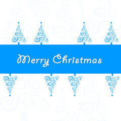 Fototapeta na wymiar blue winter new year background with christmas trees