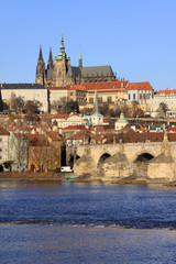 View on the Prague gothic Castle with the Charles Bridge
