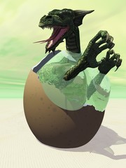 Dragon hatching from egg
