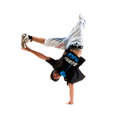 männlicher Tänzer in Breakdance Pose