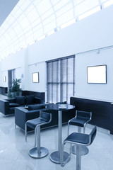 interior of dining room in business office hall