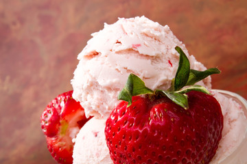 Fresh strawberry ice cream